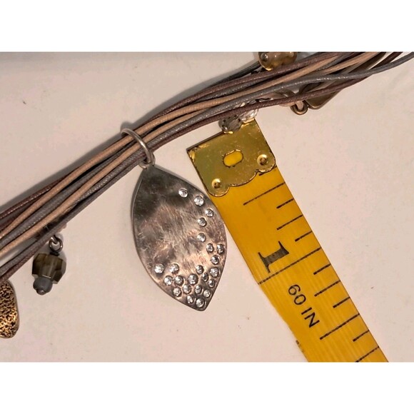 NWT Peyote Bird Rhinestone Embellished Leaf Necklace Bead Mix Multi Cord 17.75" - Picture 12 of 12